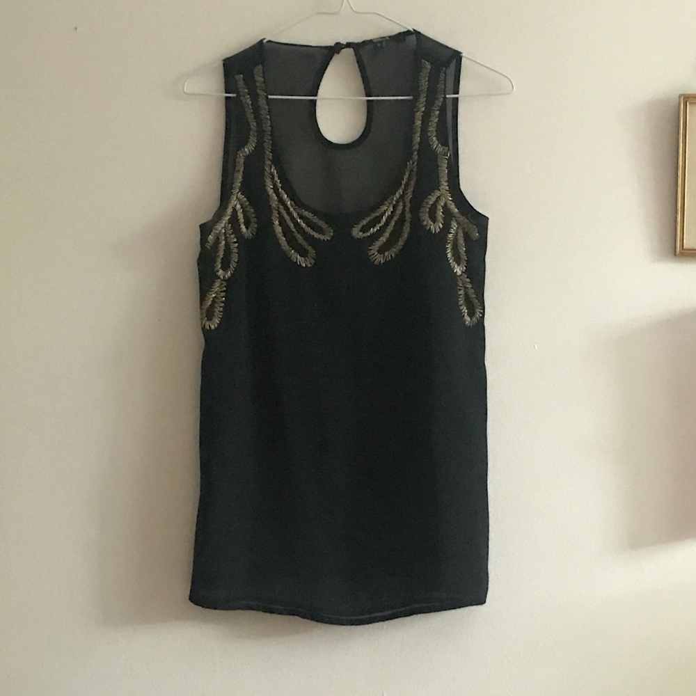 Anthropologie // sheer tank with gold details